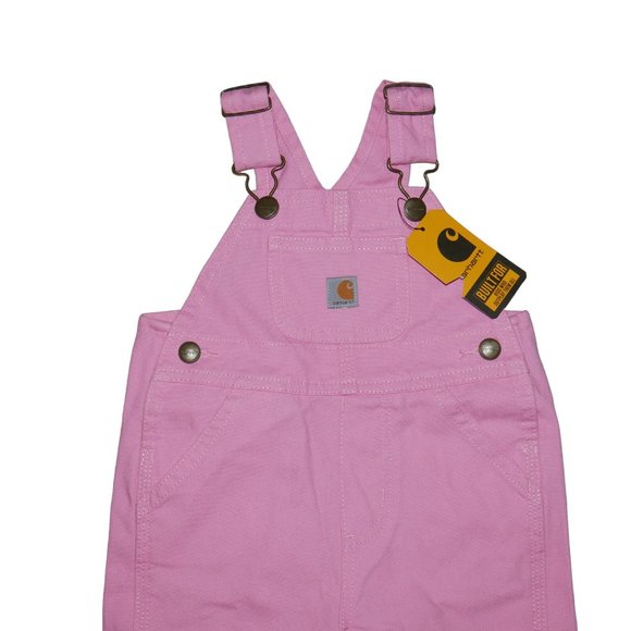 Carhartt Pink  Bib Overalls Infant Baby Sizes 3M 6M 12M Valentines Day NEW - Picture 4 of 9